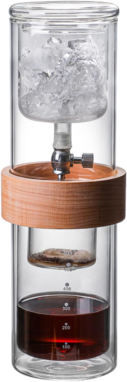Cold Brew Coffee Maker Dripper, 500ml High Borosilicate Glass, Removable, Adjustable Drip Rate for Home, Coffee Shop, Office