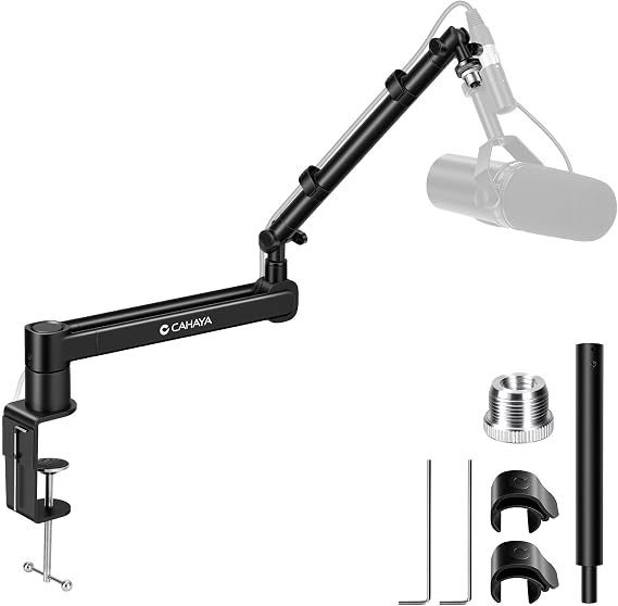 CAHAYA Microphone Arm Low Profile Mic Stand Desk Mount Adapter Boom Arm