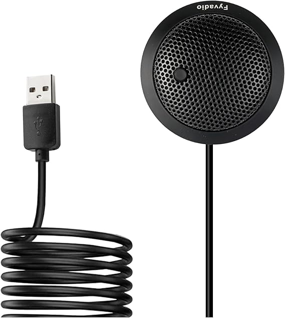 Conference USB Microphone, USB Microphone for PC, 360° Omnidirectional Condenser Microphone with Mute Button, Support Online Meeting, Class, Zoom Calls, Skype Chat, Plug & Play