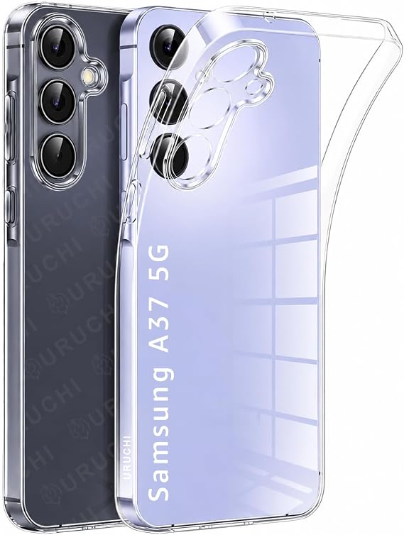 URUCHI Crystal Şeffaf Kılıf Samsung A37 için, [Sararma Önleyici] [Kamera Koruma] [Askeri Sınıf Düşme Testi] Şeffaf Şok Geçirmez Koruyucu Yumuşak Silikon İnce Kapak
