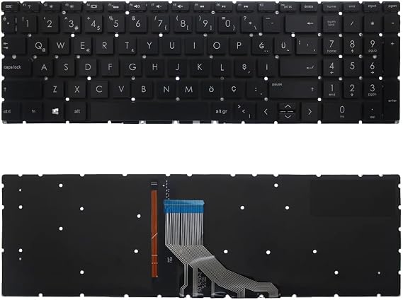 Notebook Klavye - HP-121 - Siyah-Işıklı - Pavilion Gaming 15-ec2 Laptop Klavye - Tuş Takımı/Siyah - TR - Backlit - Siyah Tuş - Muadili ile uyumlu