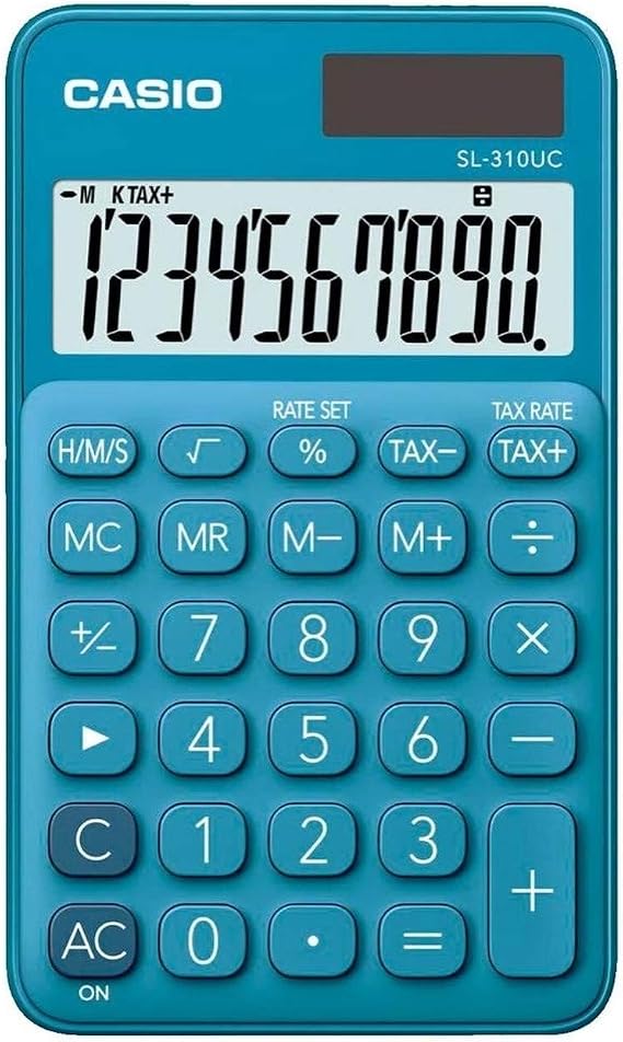 Casio SL-310UC-BU Cep Tipi 10 Hane Mavi Hesap Makinesi