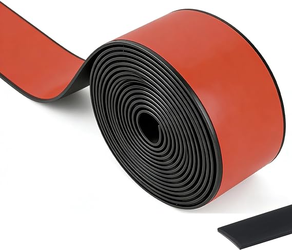 Self-Adhesive Rubber Strips, 20 mm x 2 mm x 3 m, Solid Rubber Profile, Non-Slip Rubber Strips, Neoprene Rubber Mat, Rubber Sheet, for Seals, Black