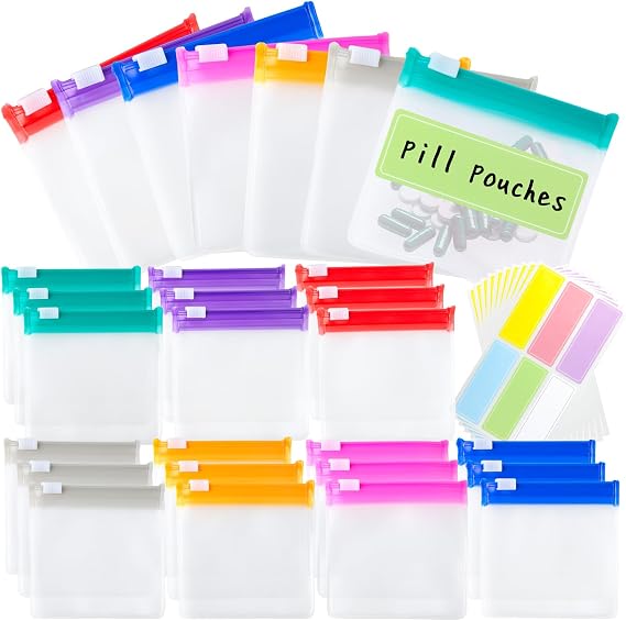 Hap Torbası Torbaları Yeniden Kullanılabilir Seyahat Hap Torbaları Etiketli Set Hap Baggies Günlük Tıp Hap Düzenleyici Küçük İlaç Çantası Kendinden Mühürlü Plastik Hap Paketleri Slayt Kilitli