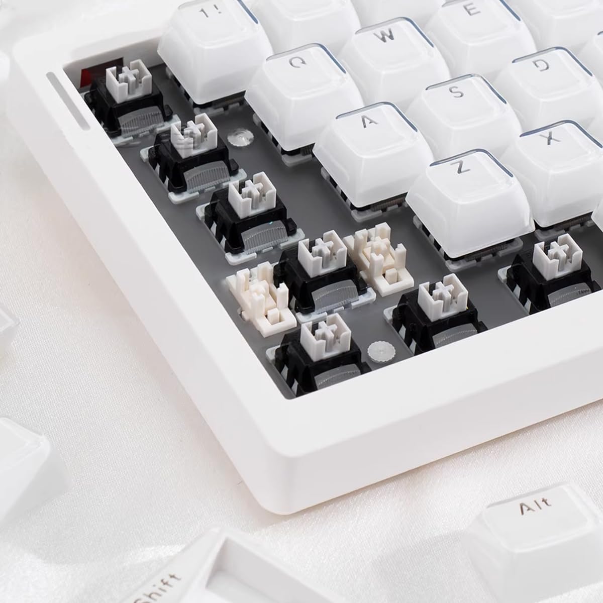 mintcap 135Keys White Crystal Jelly Translucent MDA Profile Key Cap, Custom Shine Through Keyboard Cap 60% 65% 75% 80% 95% 100% Cherry Gateron MX Switch Mechanical
