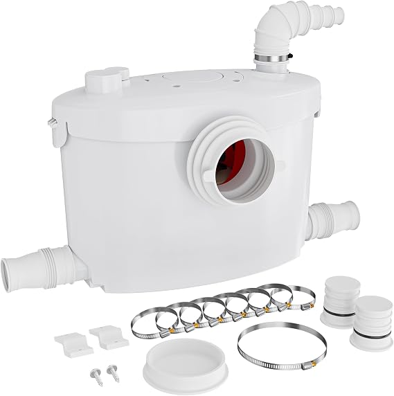 XPOtool 4/1 Kleinhebeanlage 400 W mit Häcksler Hebeanlage bis 85 m Höhe Abwasserhebeanlage mit 4 Einlässen Fäkalienhebeanlage für WC und Dusche