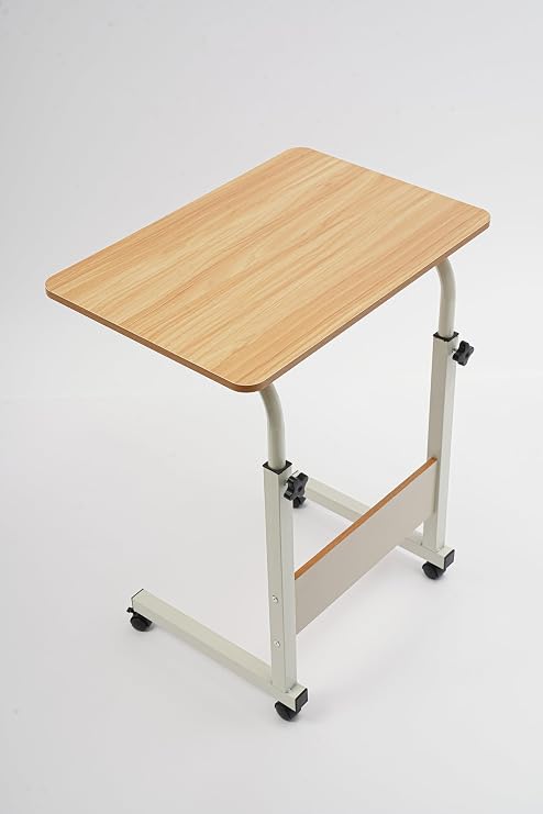 Adjustable Laptop Desk with Wheels, Mobile Computer Stand Freestanding, Height Adjustable Rolling Table for Home Office Bedroom, Over Bed Desk with Lockable Castors, Small Standing Desk