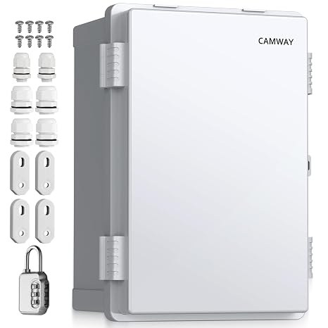 CAMWAY IP67 Waterproof Electric Outdoor Box, Electric Box Surface with ABS Plastic Housing, Splice Boxes 30 x 20 x 16 cm, White