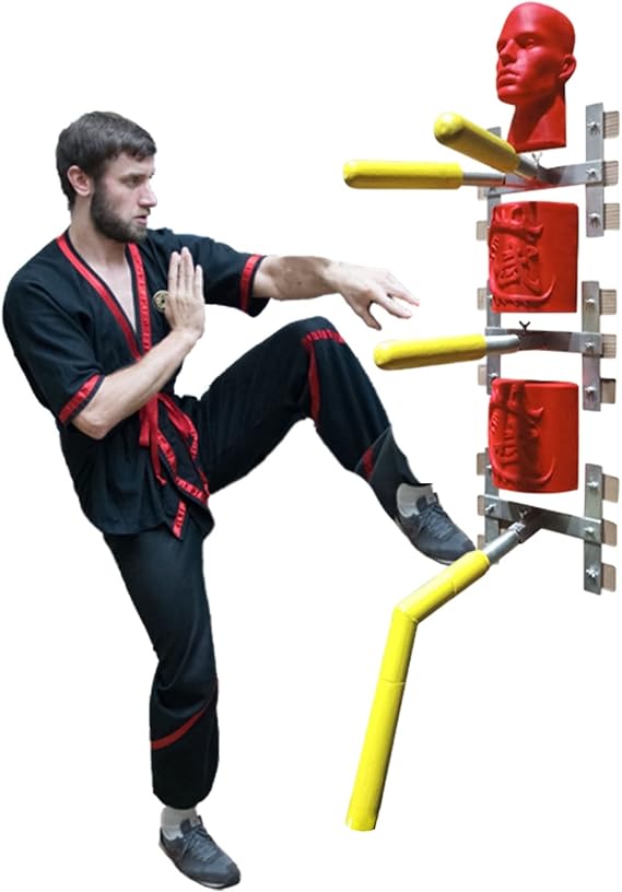 Wood Wing Chun Dummy, With Spring Arm & Leg, Freestanding Boxing Target - Wall Mounted Martial Arts Training Equipment