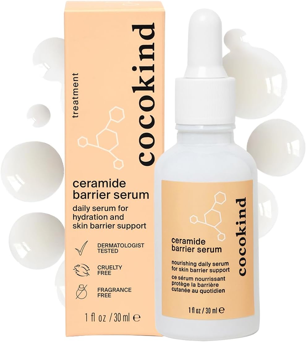 Cocokind Ceramide Serum, Hydrating Serum for Face, Skin Barrier Repair Face Serum with Ceramides, Ceramide Moisturizer and Lactic Acid Serum