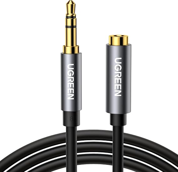 UGREEN 3.5mm Extension Cable 3.3FT Stereo Audio Auxiliary Jack Extender Lead Headphone Aux Extension Cord Male to Female Compatible with Headset Car TV PC MP3 Player Speaker Home Studio (1M)