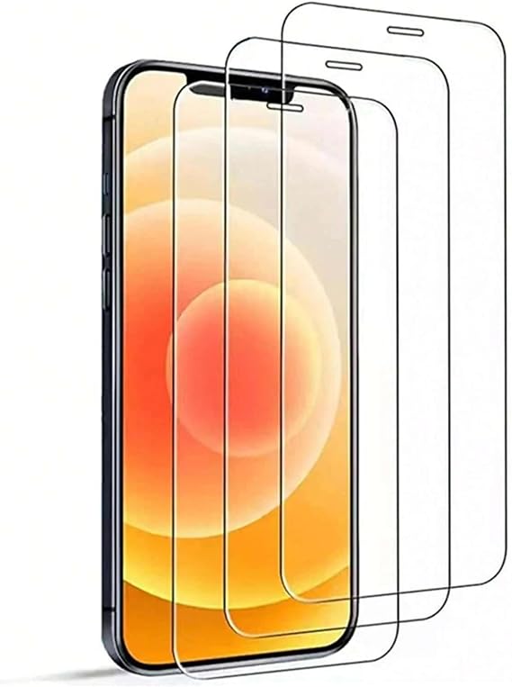3 Pieces Screen Protector for iPhone 12, iPhone 12 Pro Tempered Glass HD Clear Anti-Scratch Anti-Fingerprint No Bubbles 9H Hardness Full Coverage 6.1 Inches Transparent Resistant