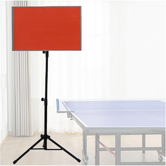 Table Tennis Rebound with Red Panel,Pingpong Return Board,Self Training Equipment,Height Adjustable for Home Gym Community Game Rooms