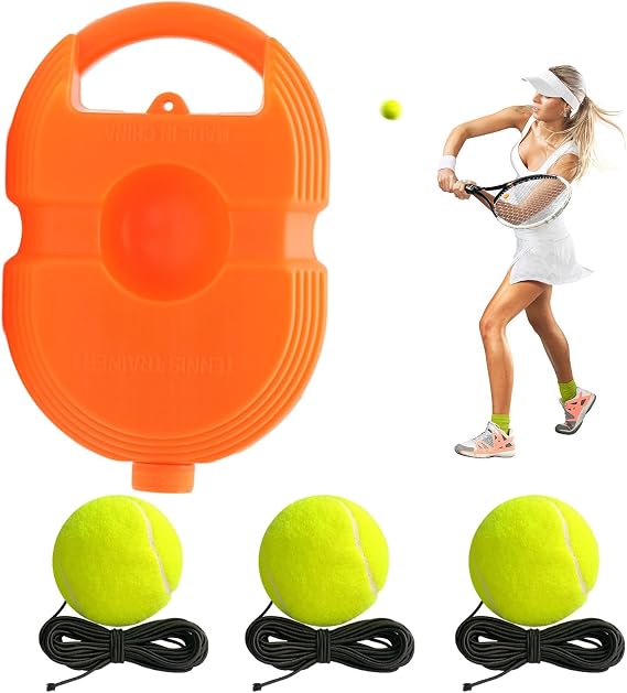 Tennis Trainer Set with 3pcs Rebound Balls, Reflex Ball and Tennis Trainer for Outdoor Fun, Solo TennisTraining Equipment for Self-Pracitce, Spring Ball on a String