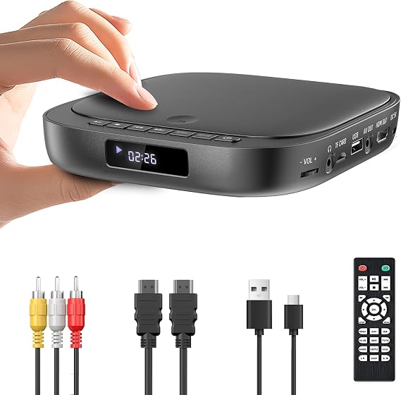 Desobry Mini Region Free DVD Player for TV, HDMI 1080P, USB, AV Output