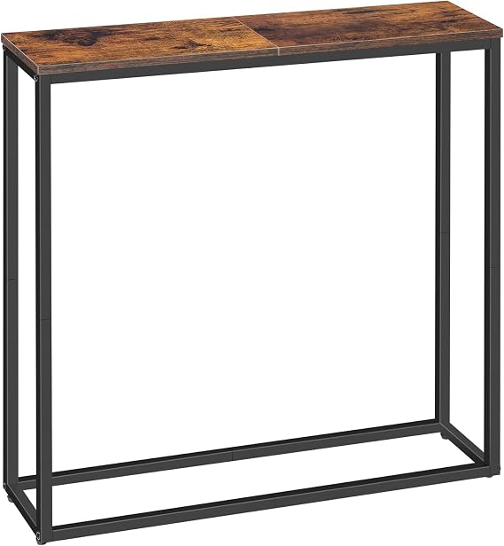 HOOBRO Console Table, Narrow Console Table for Hallway Slim, Hallway Table, Small Sofa Table for Small Spaces, Living Room, Entrance, Bedroom, Industrial, Metal Frame, Rustic Brown EBF76XG01