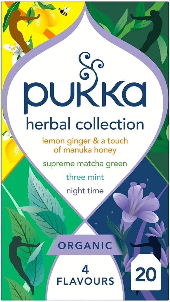 Pukka Herbs Organic Herbal Tea Variety Pack, 20 Tea Bags, Caffeine Free
