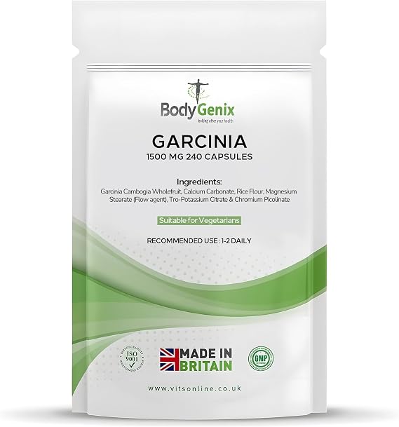 Bodygenix Garcinia Cambogia 1500mg Capsules - High Strength Weight Management Metabolic Support Appetite Suppressant Vegan Supplement - 240 Capsules 8 Month Supply