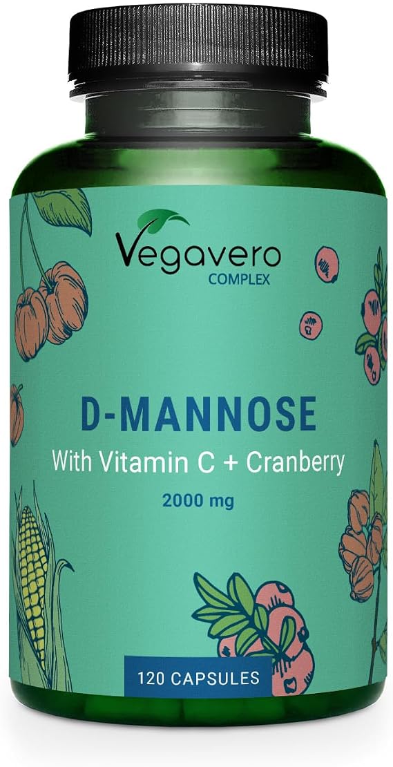 Vegavero D-Mannose Complex | 2000 mg Pure D-Mannose + Natural Vitamin C + Cranberry Extract | 100% Natural UTI Support | NO Additives and Lab-Tested | Vegan