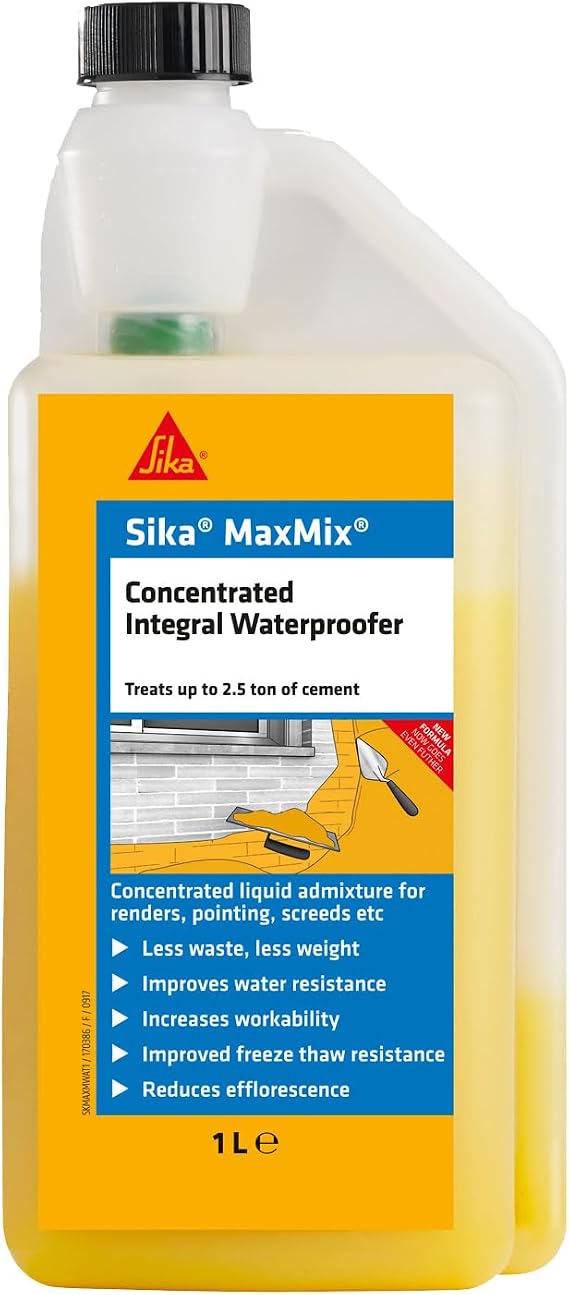Sika Maxmix Concentrated Integral Waterproofer, Yellow, 1 Litre