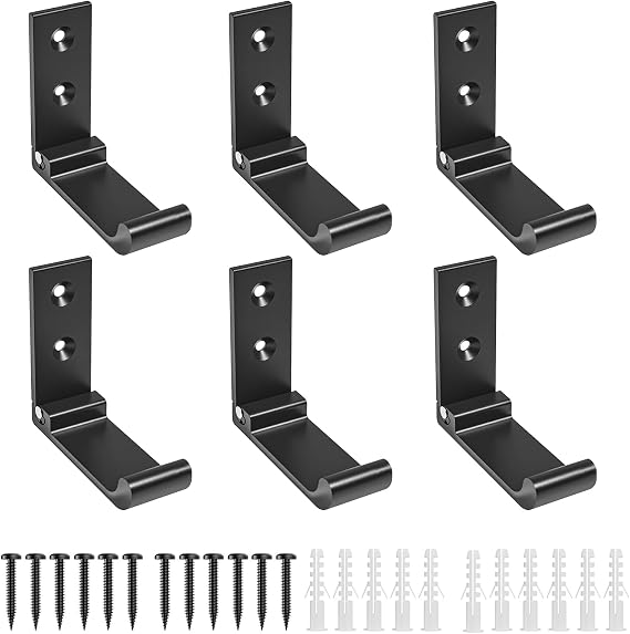 Foldable wall Hook Invisible Foldable Coat Hook Coat Rack 6 pcs Aluminium wall Mount Hooks Ideal for Kitchen Rooms etc Holds up to 15 kg Black
