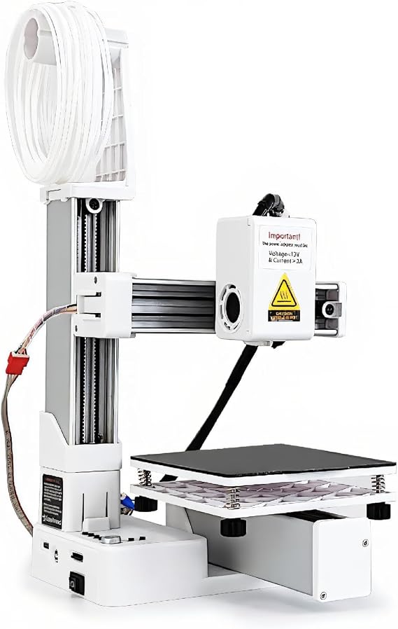 FDM Mini 3D Printer, High Precision Frequency Split Multiplication 3D Printer Machine, Fully Assembled 3D Printer for Beginners, Print Size 3.9 x 3.9 x 3.9 inches 100 x 100 x 100 mm White