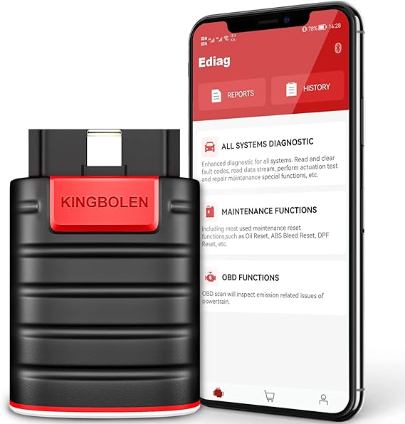 KINGBOLEN Ediag All Systems Obd2 Scanner Bluetooth, Bidirectional OBDII Diagnostic Tool with ECU Coding, Active Test, 15+ Reset Functions, TPMS Reset for iPhone & Android, All Software 1 Year Free