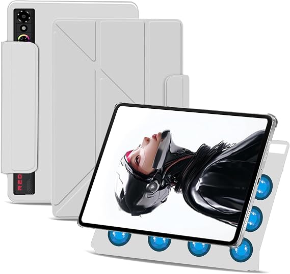 REDMAGIC Astra ゲーミングタブレット9インチ用ケース NOUKAJU 磁気ケースカバー タブレット保護カバー 調節可能なブラケット 落下防止 傷防止 保護ケースホワイト