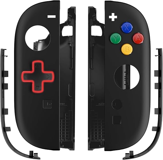 eXtremeRate DIY Replacement Shell (D-Pad Version) with Buttons for Joycon 2, Custom Housing Faceplate Case + Decorative Strips + ABXY Dpad for Nintendo Switch 2 Controller - Essence Version - Black