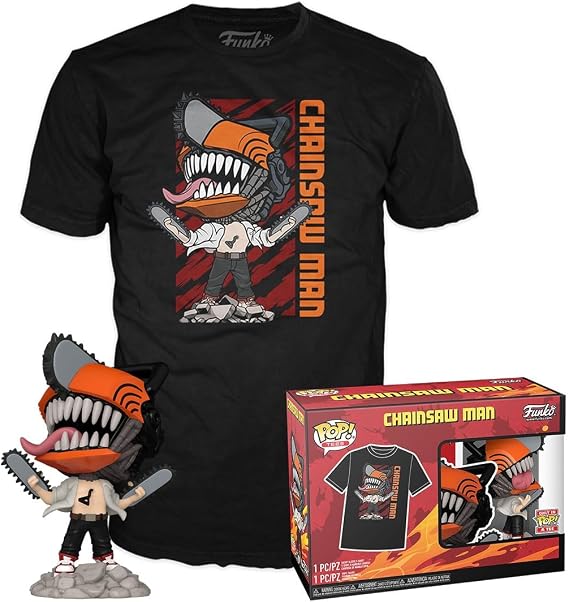 Funko Pop! & Tee: CSM - Chainsaw Man Leapingv - Small - T-Shirt - Clothing with Vinyl Collectible Figure - Gift Idea - Toy and Short Sleeve Top for Adult Men and Women - Anime Fans
