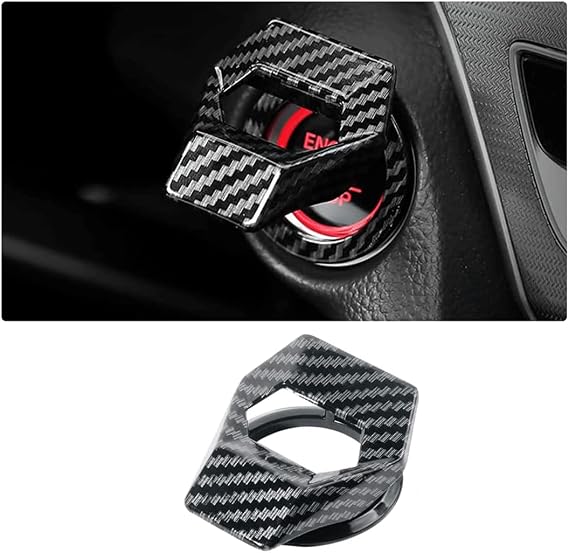 Push to Start Cover - Universal Engine Starts Stop Button Covers, Anti-Scratch, Carbon Fibre