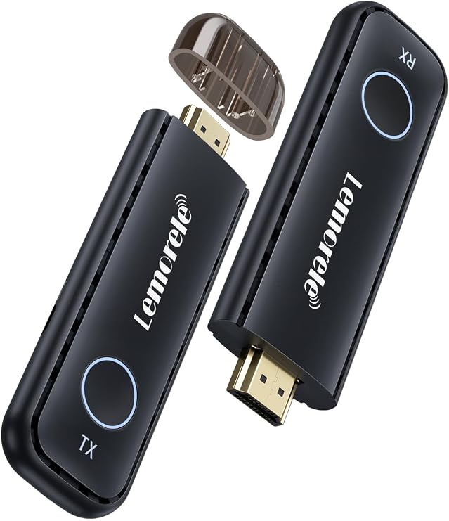 Wireless HDMI Wireless Transmitter and Receiver Set Compact 50M 1080P@60Hz 5G/2.4G Dual-Band Mirror Mode Expansion Mode Can Add Up to 8 Devices No Setup Required HDMI+VGA+Audio Output Simultaneously