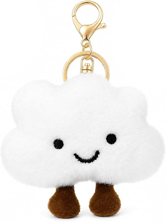 Cloud Plush Keyring, Soft Cute Bag Charm for Keys, Backpack & Handbag