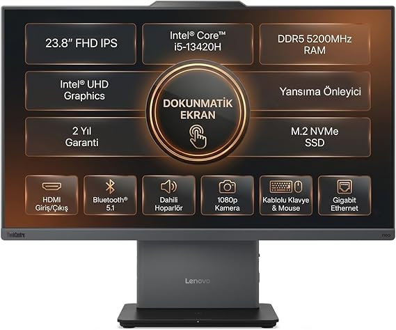 Lenovo ThinkCentre Neo 50a 24 G5 Intel Core i5-13420H 16GB 512GB SSD 23.8" W11P Dokunmatik All In One Pc 12SC001MTR 008