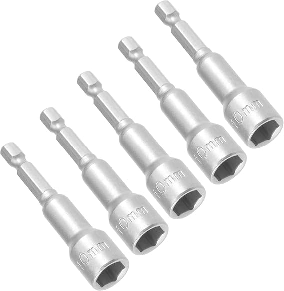 TOP-VIGOR 10mm Nut Setter Driver Drill Bit, 1/4 inch 65mm Hex Socket