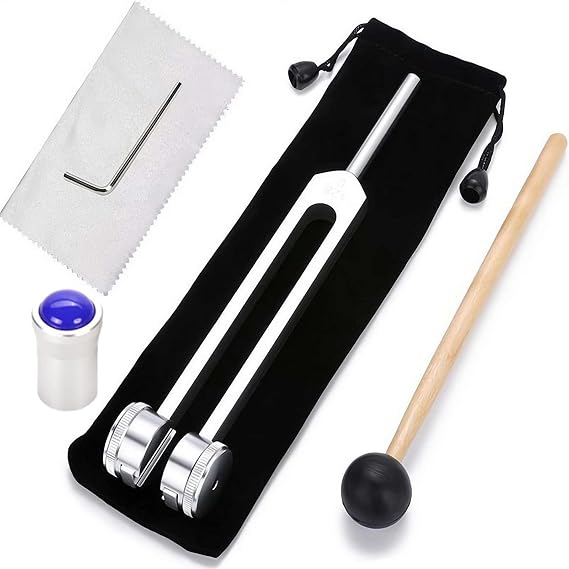 Tuning Forks for Healing with Gem Foot, 128hz healing instrument with Removable Gem Point fit, 128hz tuning fork set Frequency Healing Devices for Sound Healing Therapy (Lapis Lazuli fork)