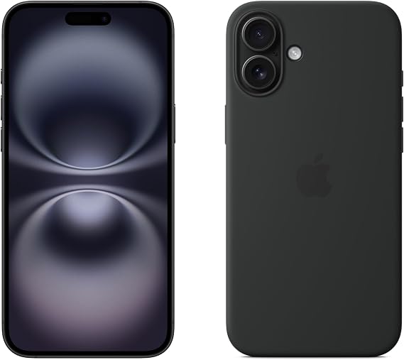 Apple iPhone 16 Plus 128GB: 5G Mobile phone with Apple Intelligence - Black + Silicone Case with MagSafe - Black