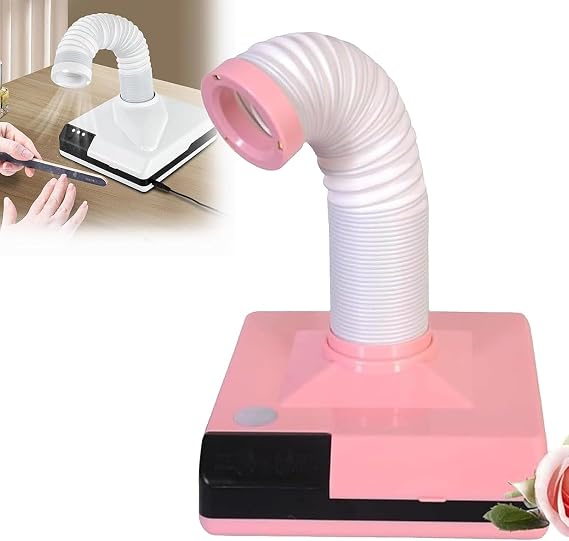 Dental Polishing Dust Collector 2-in-1 Desktop 2-Way Tabletop Dust Collector 60W Strong Suction with Fan and LED 360° Rotation Adjustment, Easy to Clean, Perfect for Dental Labs and Manicure, Pink