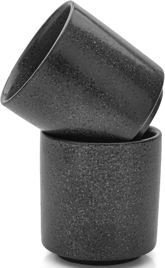 Tea Cups Ceramic Tea Cup Set Without Handle Drinking Cup (2 L Black)