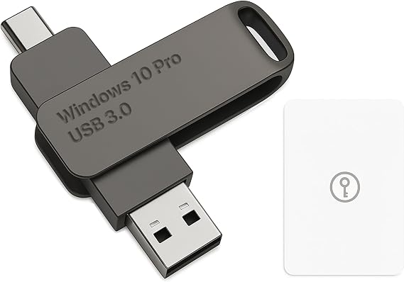 Bootable USB Type C + A Installer for Windows 10 Pro, Activation Key Included. Recover, Restore, Repair Boot Disc. Fix Desktop & Laptop.