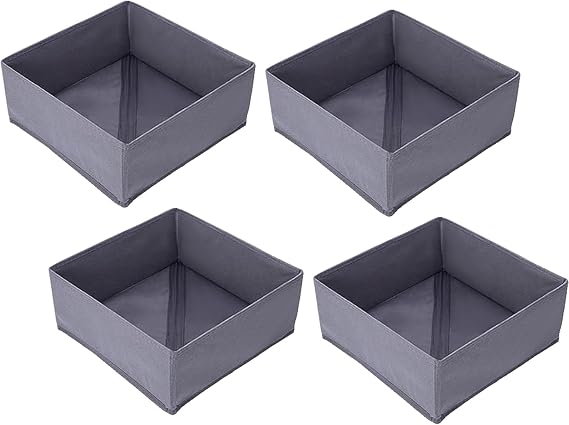4pcs Collapsible Fabric Storage Box, 28×28×12cm Single Grid Foldable Organizer Bin, Storage Container for Closet Drawer Bedroom Wardrobe Home Sundries Organization