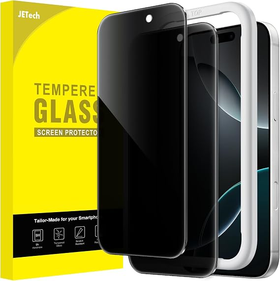 JETech Privacy Screen Protector for iPhone 16 Pro, 2-Pack