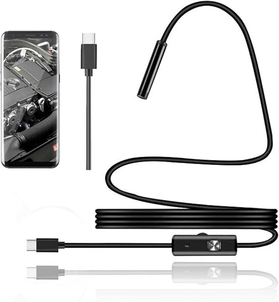 Endoscope Snake Camera for Phone, Type-C Inspection Camera with Light,Drain Camera,Borescope Inspection Camera,Engine Compartment&Transmission Inspection,Drain Inspection Camera（1M Flexible Wire）