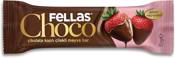 Fellas Çikolata Kaplı Meyve Bar Çilekli (35 g) x 12 Adet