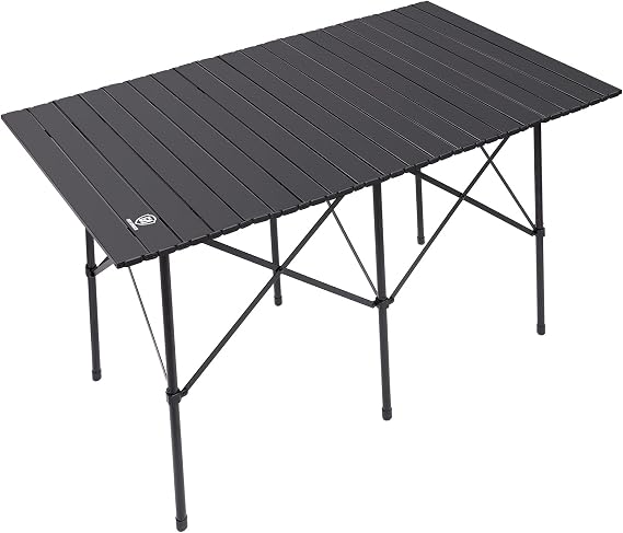 EVER ADVANCED Folding Camping Table 4 ft with Aluminium Roll Up Table Top