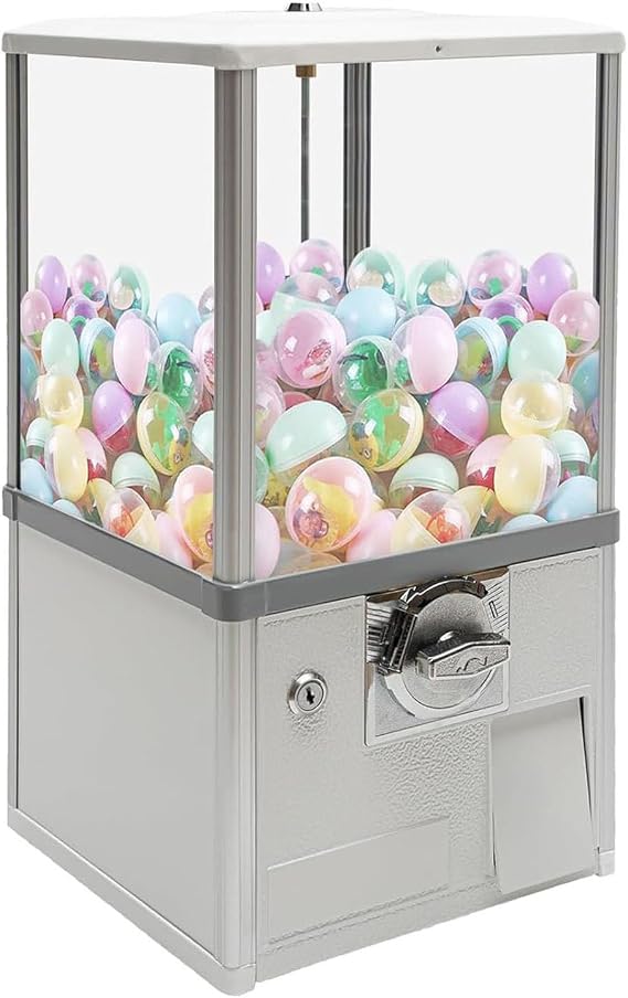 Commercial Vending Machine with Locks,25 Cent Coin Vending Machine,Home Candy Gumball Machine,Candy Dispenser Machine Gumball Machine,White