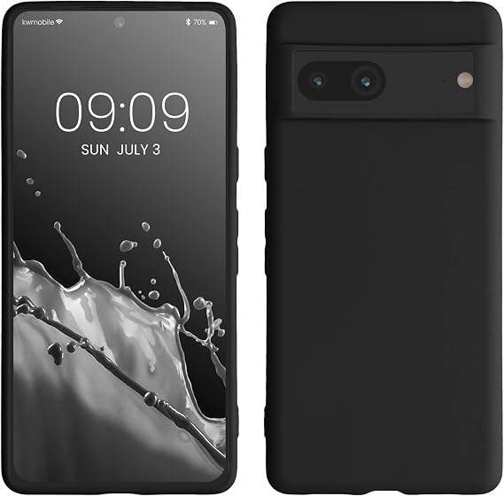 kwmobile Case for Google Pixel 7 Case - Soft Cover - Shockproof TPU Material - Wireless Charging - Black Matte