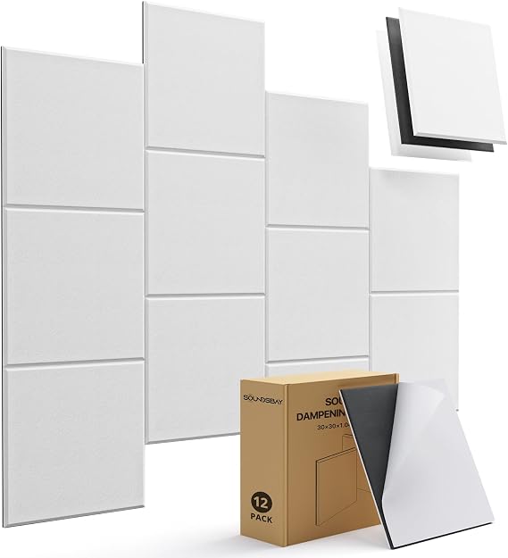 Soundsbay Mass Loaded Vinyl, 12-Pack Self-Adhesive Acoustic Panels