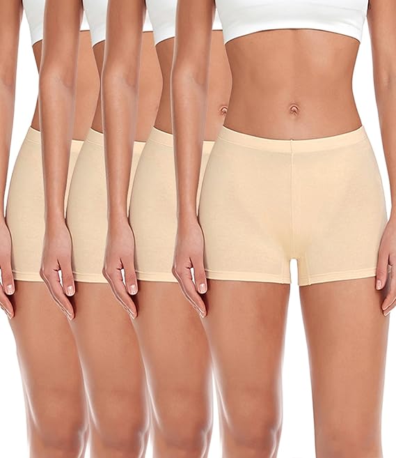wirarpa Women's Boxers Underwear Cotton Ladies Safety Boy Shorts Under Skirt with Cotton Crotch 4 Pack