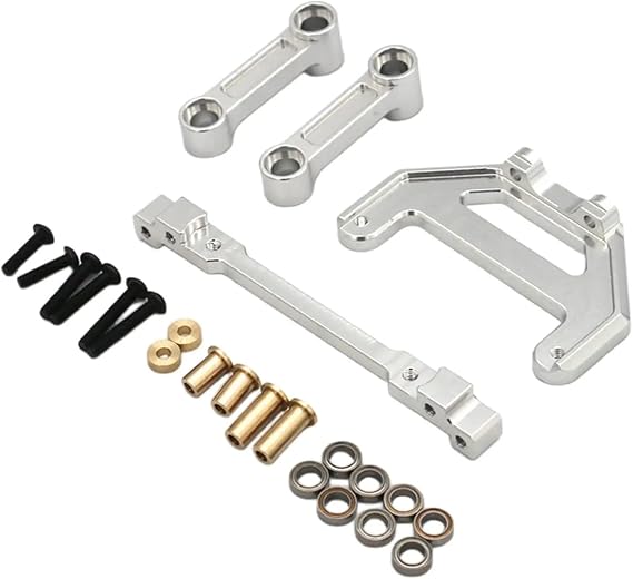 RC Car Accessories Compatible With Km For Tank 300 1/8 RC Car Upgrade Modification Parts Accessories Steering Components(Silver)